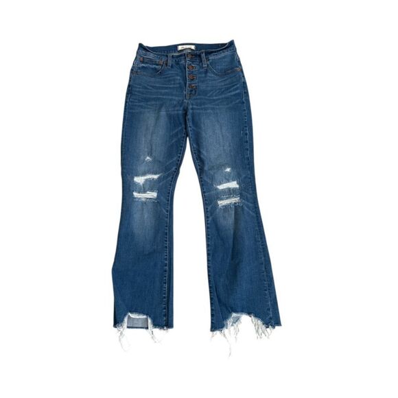 Madewellโ Cali Demi Boot High Rise Jeans Size 26 Frayed Hem Distressed Blue - Picture 7 of 8